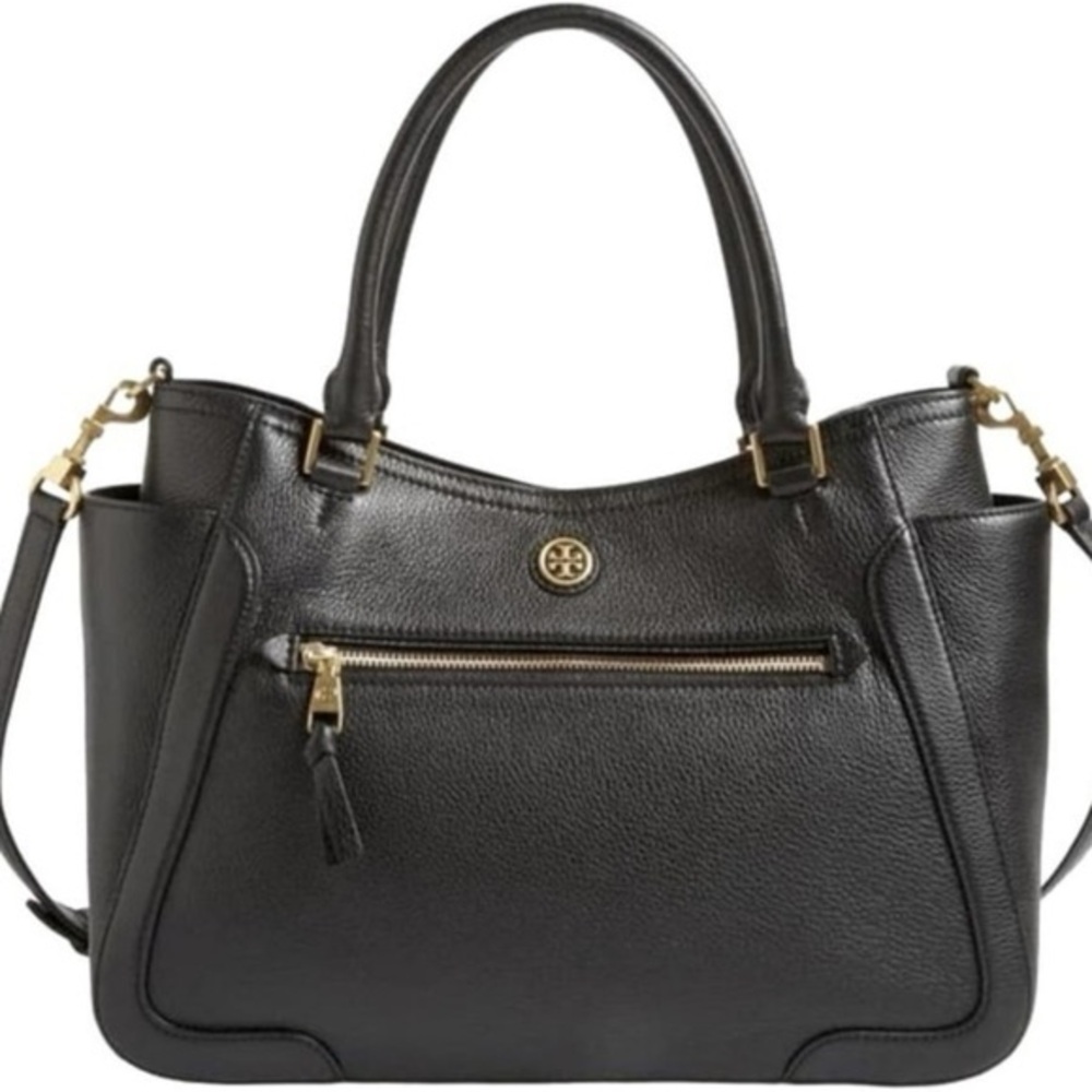 EUC TORY BURCH FRANCES PEBBLE LEATHER TOTE CONVERTIBLE CROSSBODY ROLLED HANDLES